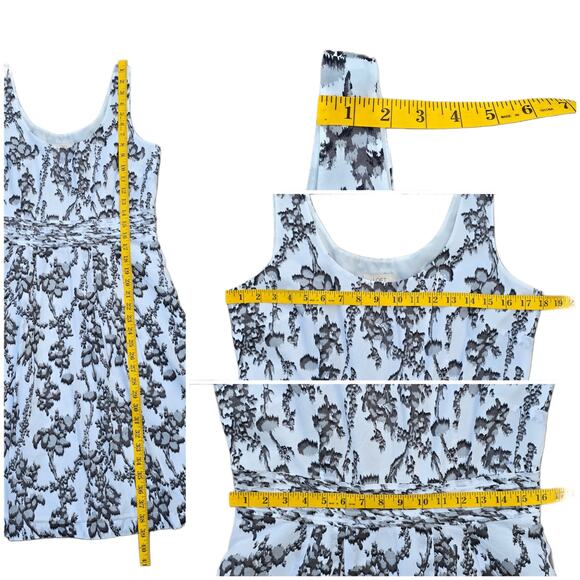 Lightweight Cotton Dress Loft Size 10 Sleeveless Gray White Floral Print NWT - Picture 6 of 8